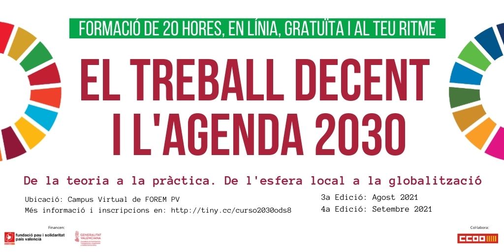 Inscriu-te a la 4a edició del curs en línia sobre El Treball Decent i l'Agenda 2030
